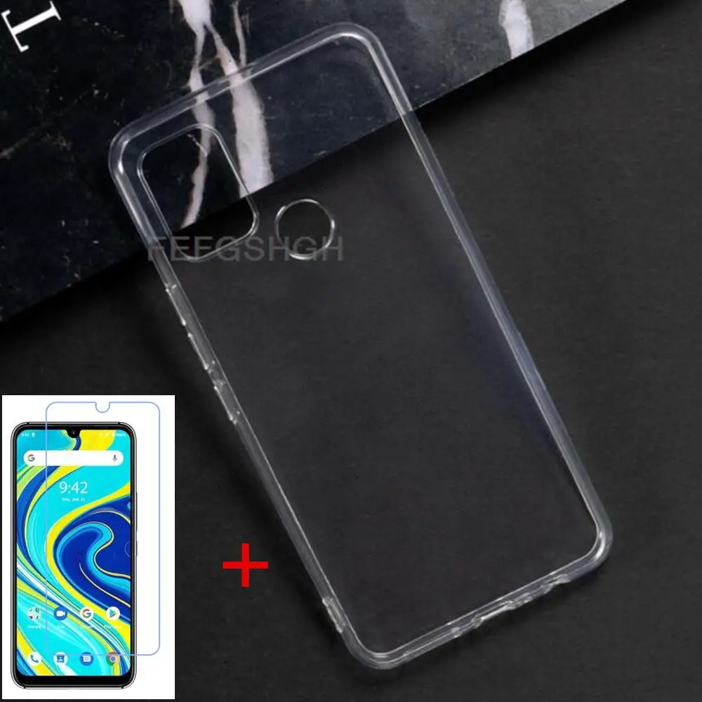 Transparent Phone Case For UMIDIGI A7 Pro Case Silicon Back TPU Cover For UMIDIGI A7 Pro Tempered Glass Screen Protector