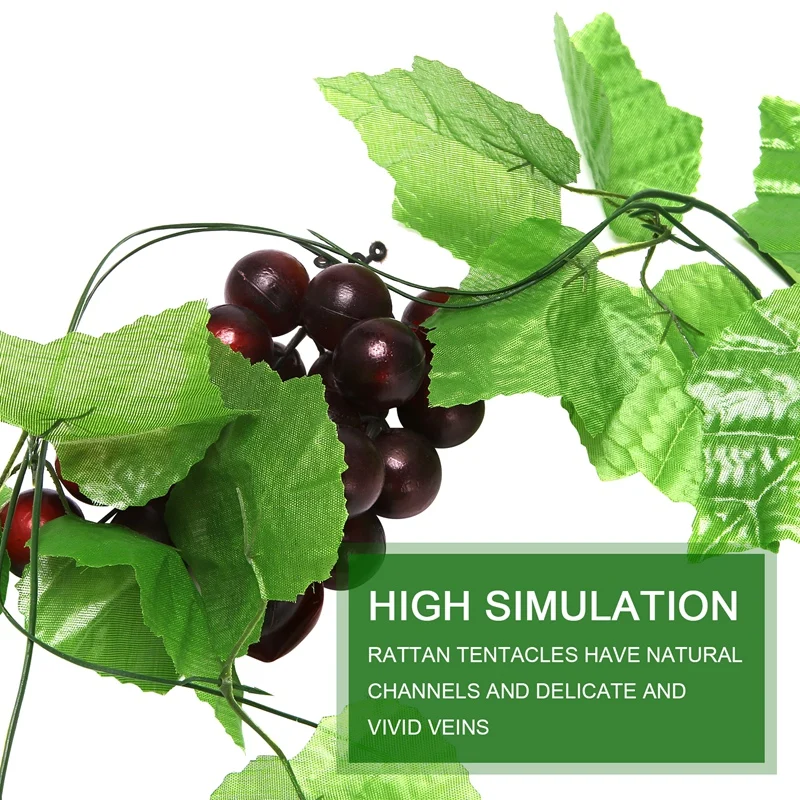 2X Artificial Grape Vine Garland Fruit For Home Garden Decoration-A57M