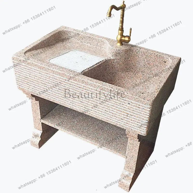 Household marble i laundry pool with washboard courtyard whole stone integrated stone sink