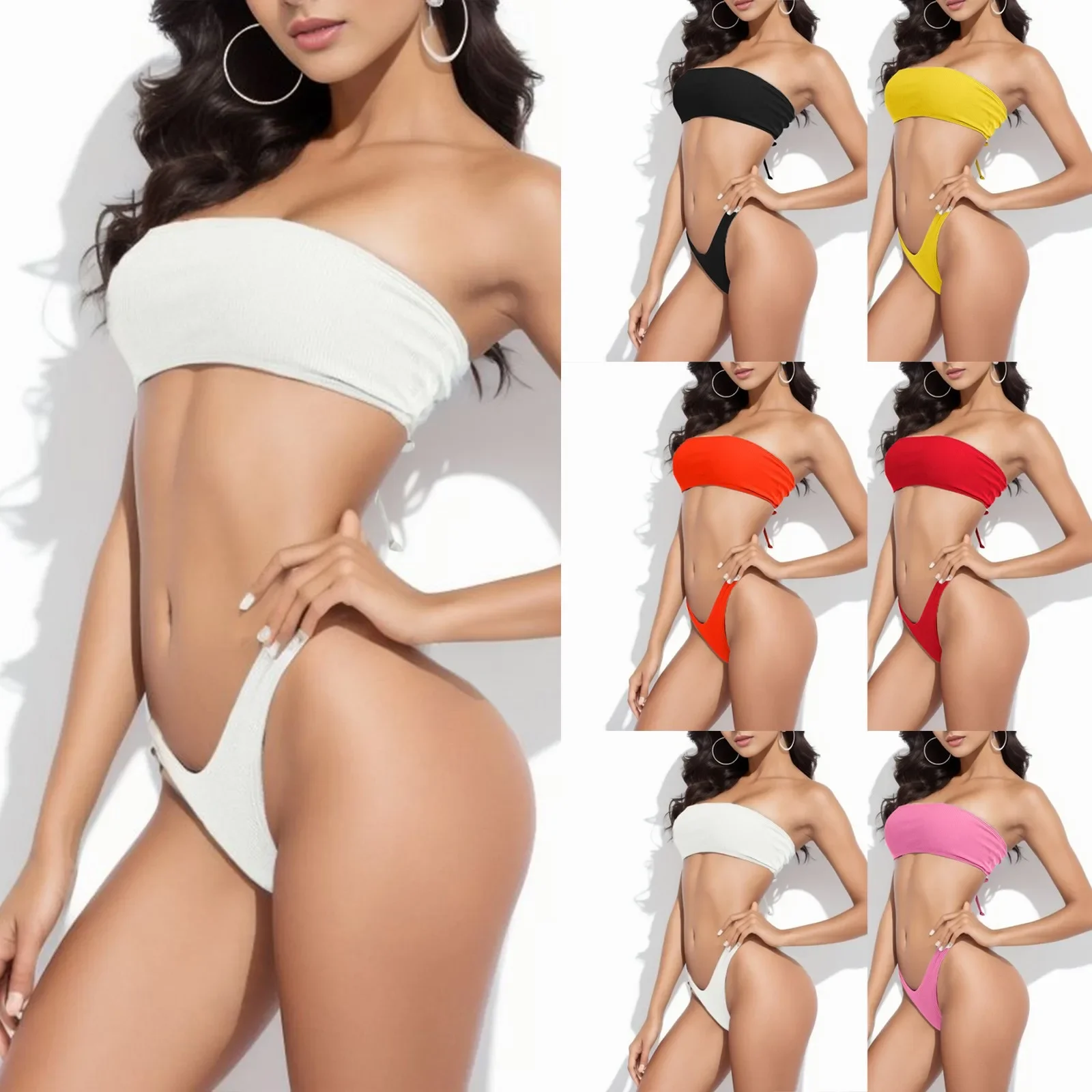 2024 Women'S Bikini Swimwear Tankinis Set Summer Beach Wear Swimming Two Pieces Swimsuits For Fine Woman Bathing Suit
