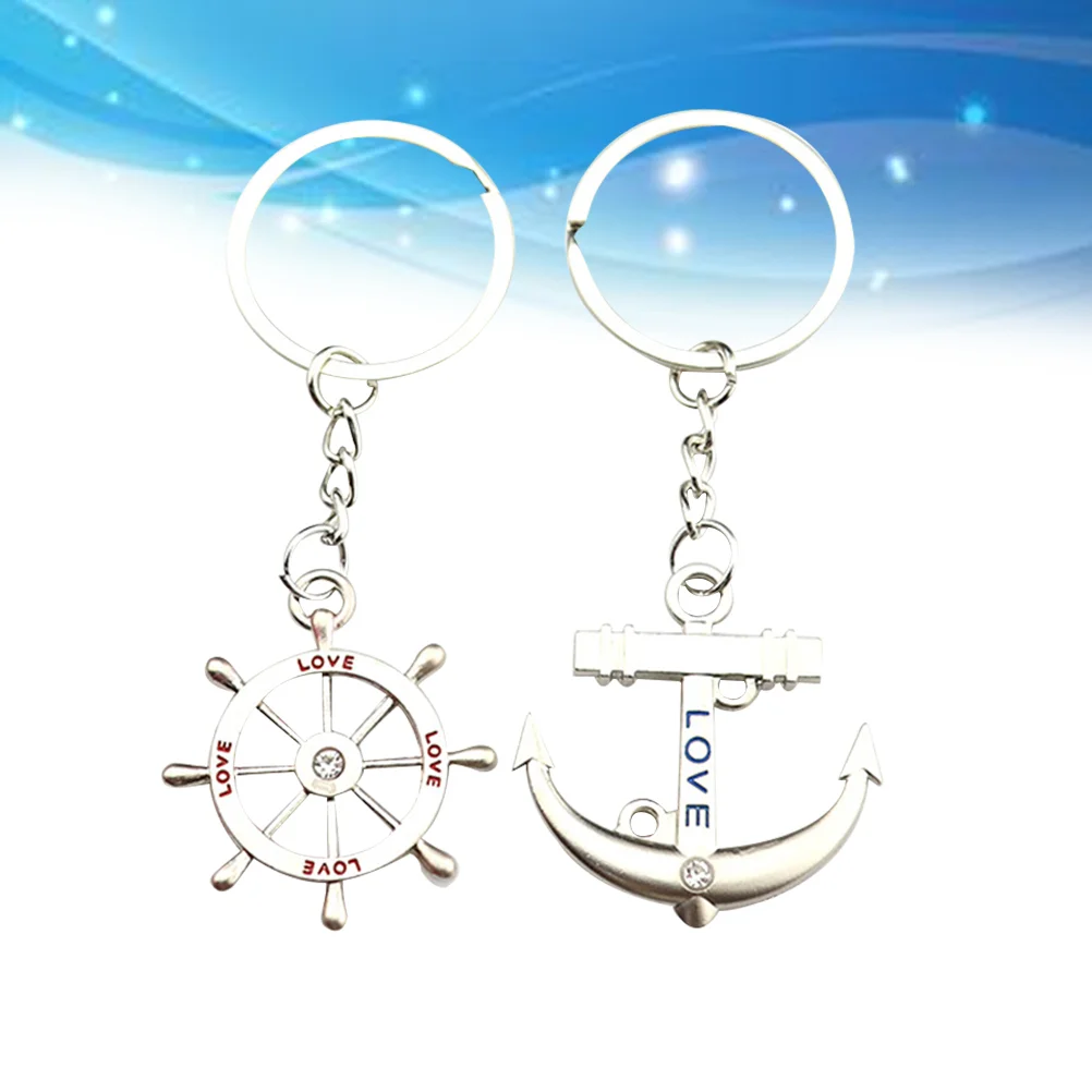 Keychain for Special Occasions Lovers Gift Ring Rudder Anchor Tarnish Resistant Couple