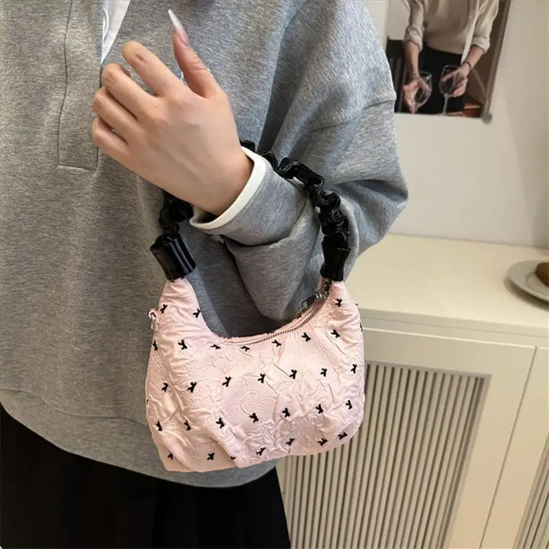 Женская сумка через плечо с милым бантом, модная девчачья повседневная сумка через плечо большой вместимости для поездок на работу