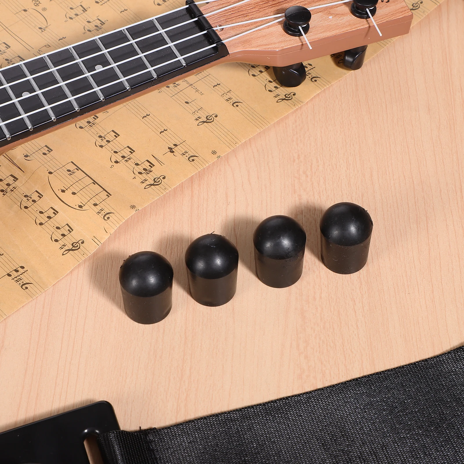 

6 Pcs Black Cello Anti-slip Mat Adjustable Strap 35 to 66 cm End Pin Protector Rubber D Ring Design Lightweight Foldable