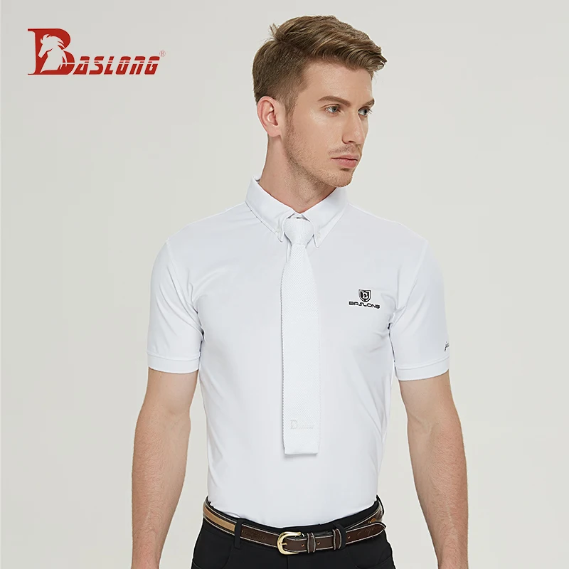 Baslong 승마 티셔츠 폴로 셔츠 전문 승마 반팔 남성 승마 장애물 경쟁 승마 훈련 의류 전문 승마 의류