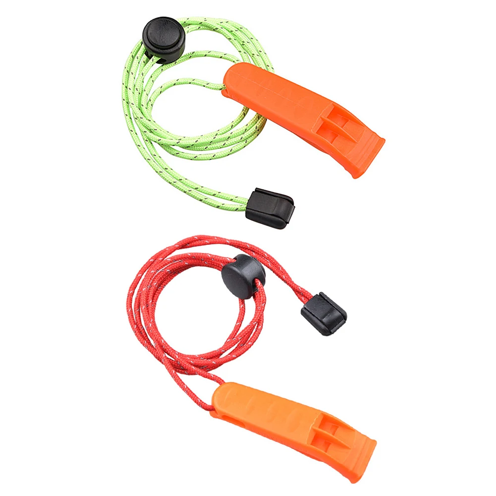 

Outdoor Camping Hiking Whistle with Lanyard Rope Double Hole Whistle Plastic Survival Emergency Tools Loud Sound