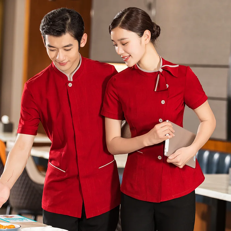 Hotel Work Clothes Women's Summer Clothes Chinese Restaurant Clothing Dining Teahouse Restaurant Hot Pot Restaurant Waiter Workw