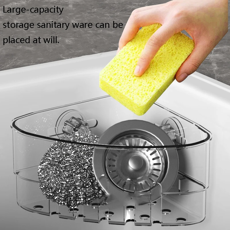 

1 шт., вращающиеся сливные стеллажи для раковины, многофункциональный треугольный держатель для губки в форме сердца, настенная полка для хранения раковины, ванная комната
