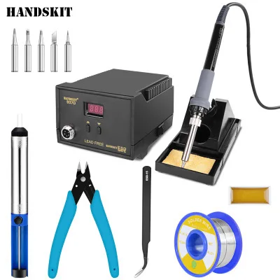 

220V Lead-free Digital Display Electric Welding Table 65W Manual Welding Maintenance Temperature Electric Soldering Iron Set