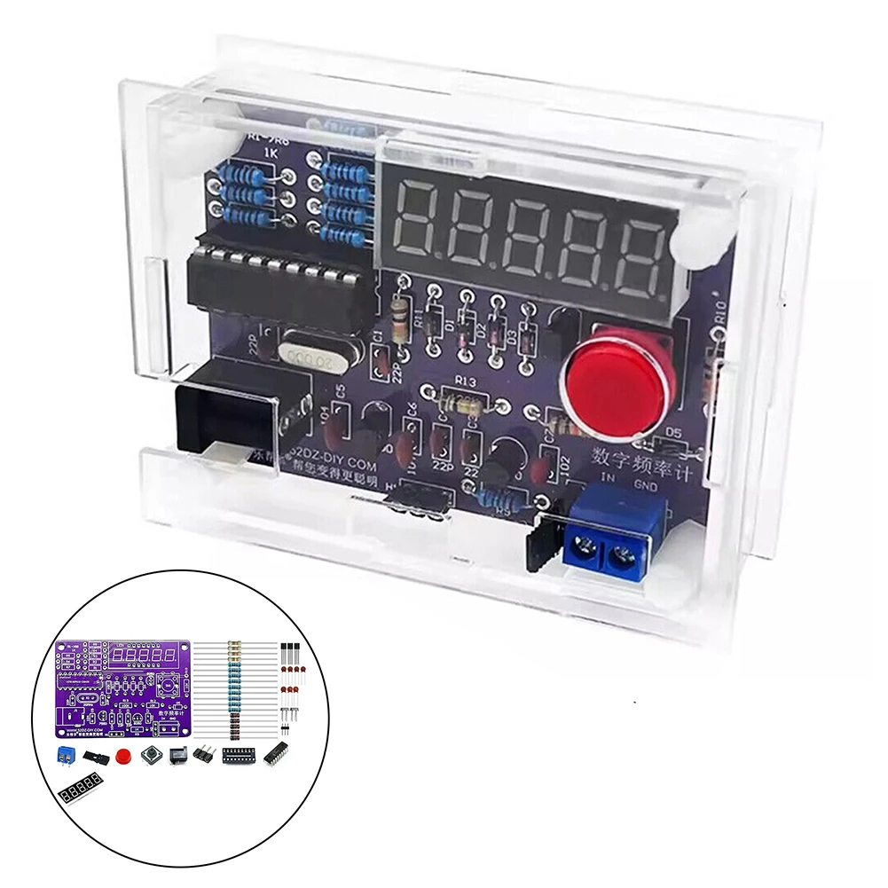 1Hz-50MHz DIY Frequency Tester Kits Counter Meter Oscillator Tester W/ Acrylic Shell  LED Display Testting Tool Accessories