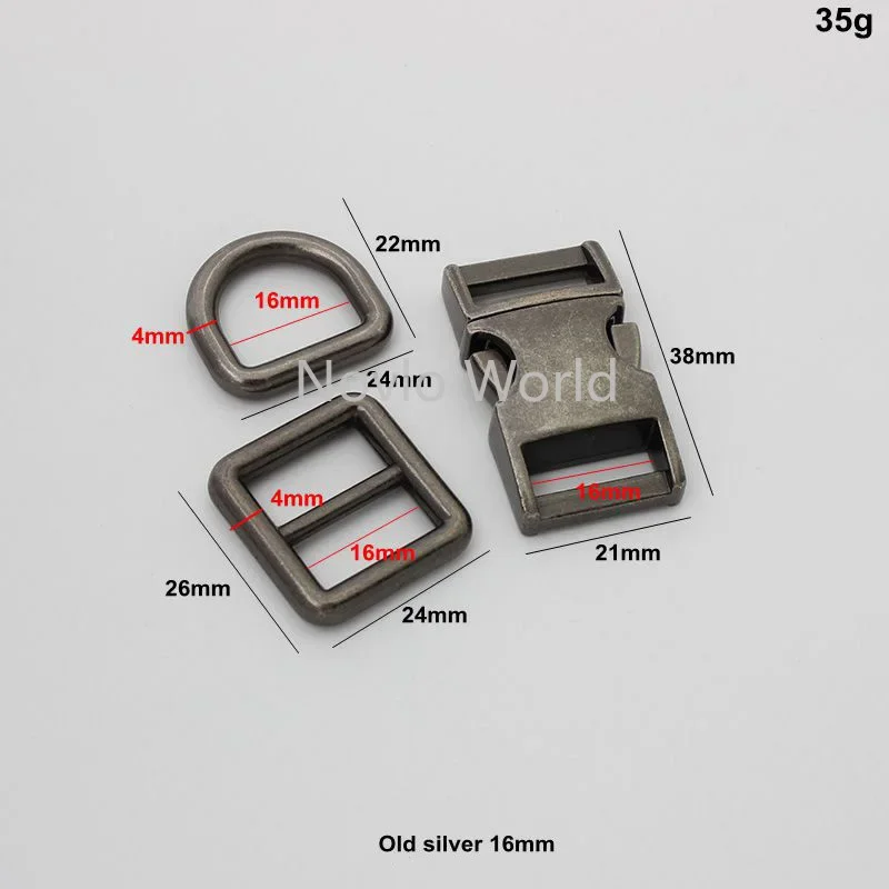 10-50pcs old silver 3 groups 16 20 26mm inner school bags strap adjusted accessories include insert buckle d rong and pin buckle