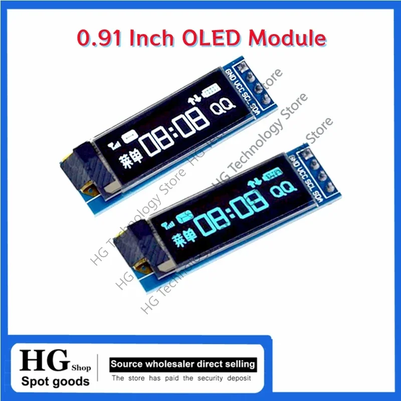 0.91 inch OLED module white/Blue OLED 128X32 OLED LCD LED SSD1306 Display Module 0.91" IIC Communicate for arduino