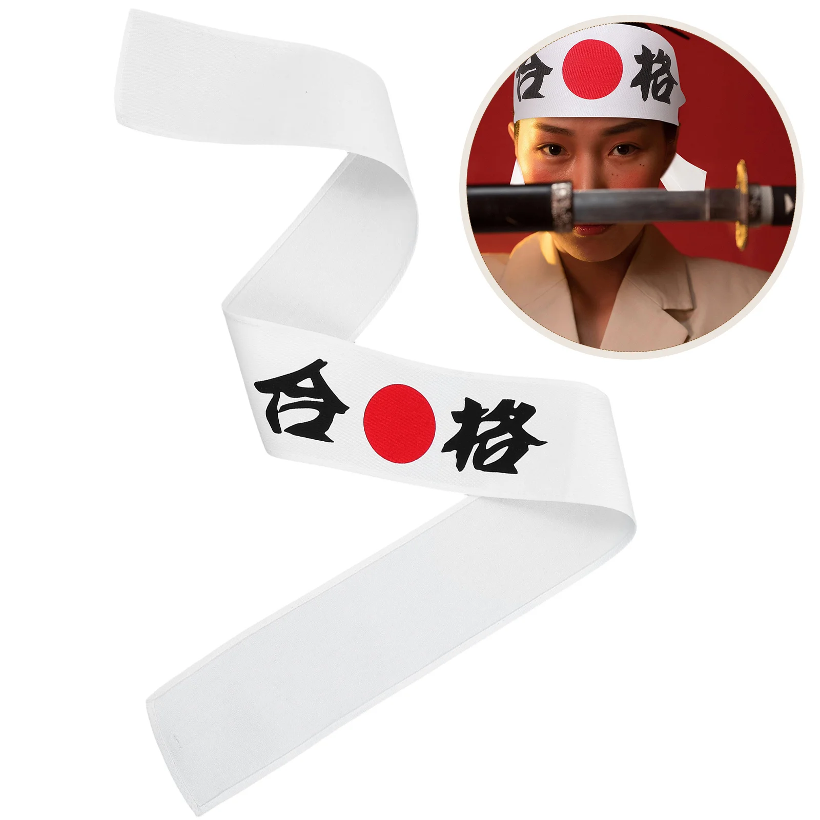 

Japanese Samurai Headband Men Kanji Print Suitable Karate Chef Costume Accessories Sport
