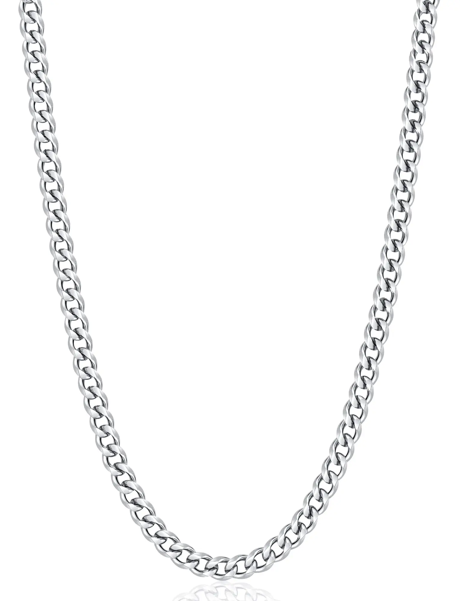 Shevalues Stainless Steel Cuban Necklace for Men Women Fashion Silver Tone/Black / 14K Gold Plated High Quality Chains Gift Box