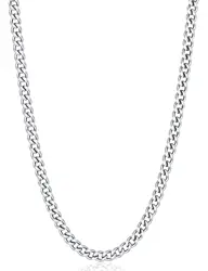 Shevalues Stainless Steel Cuban Necklace for Men Women Fashion Silver Tone/Black / 14K Gold Plated High Quality Chains Gift Box