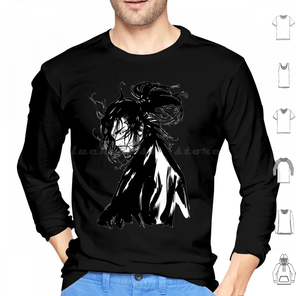 Musashi Miyamoto Hoodies Long Sleeve Musashi Miyamoto Vagabond Manga Anime Takehiko Inoue Slam Musashi 90s Sword