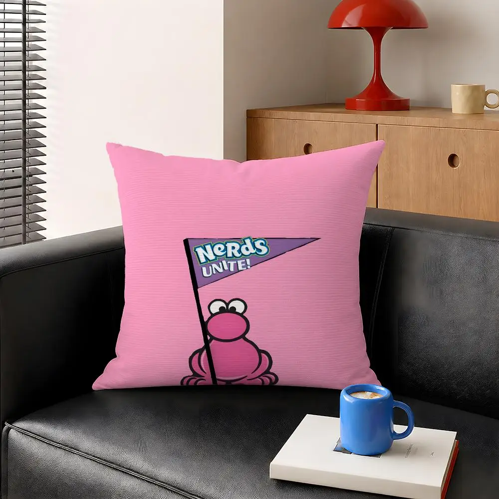 Brand Nerds Candy Gummy Logo Cushion Cover Decorative Pillowcase Soft Short Plush Cozy Durable Sofa Home Decor Items Gift