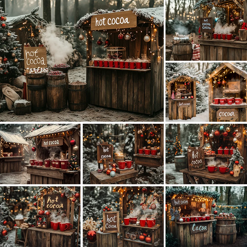 

Happiness Is Hot Cocoa Backdrops Kids Family Photography Xmas Fireplace Child Baby Photocall Decors Winter Christmas Backgrounds