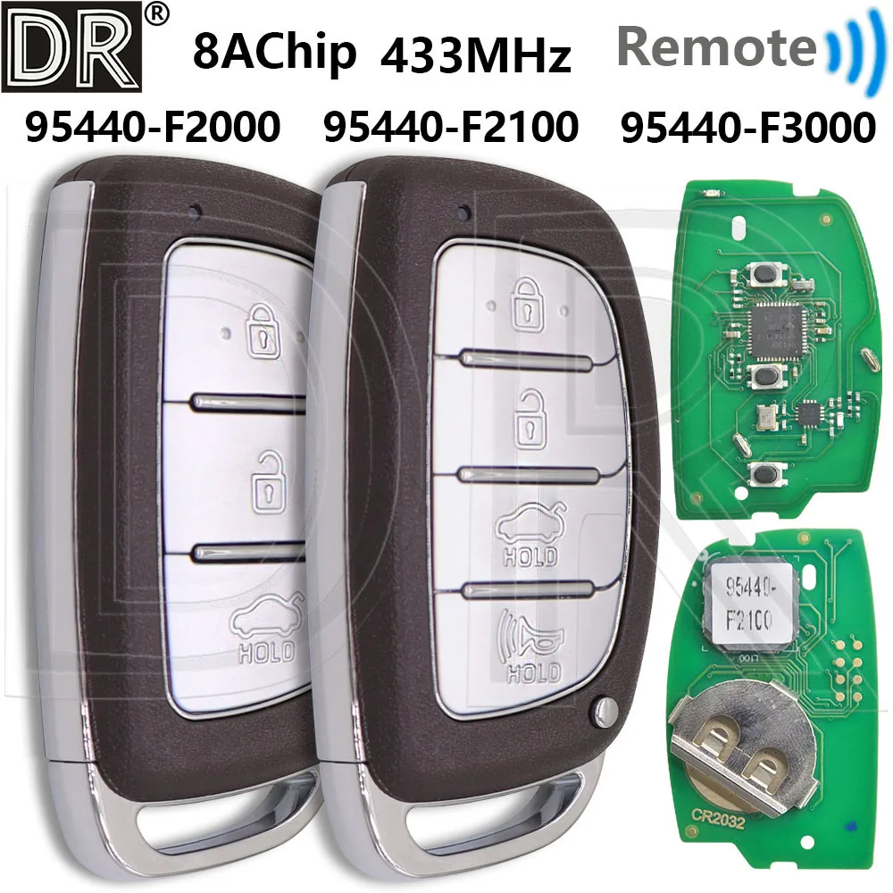 

Great 8A Chip 433MHz 95440-F2100 95440-F2000/F3000 Proximity Car Remote Control Smart Key For Hyundai Elantra 2016-2019