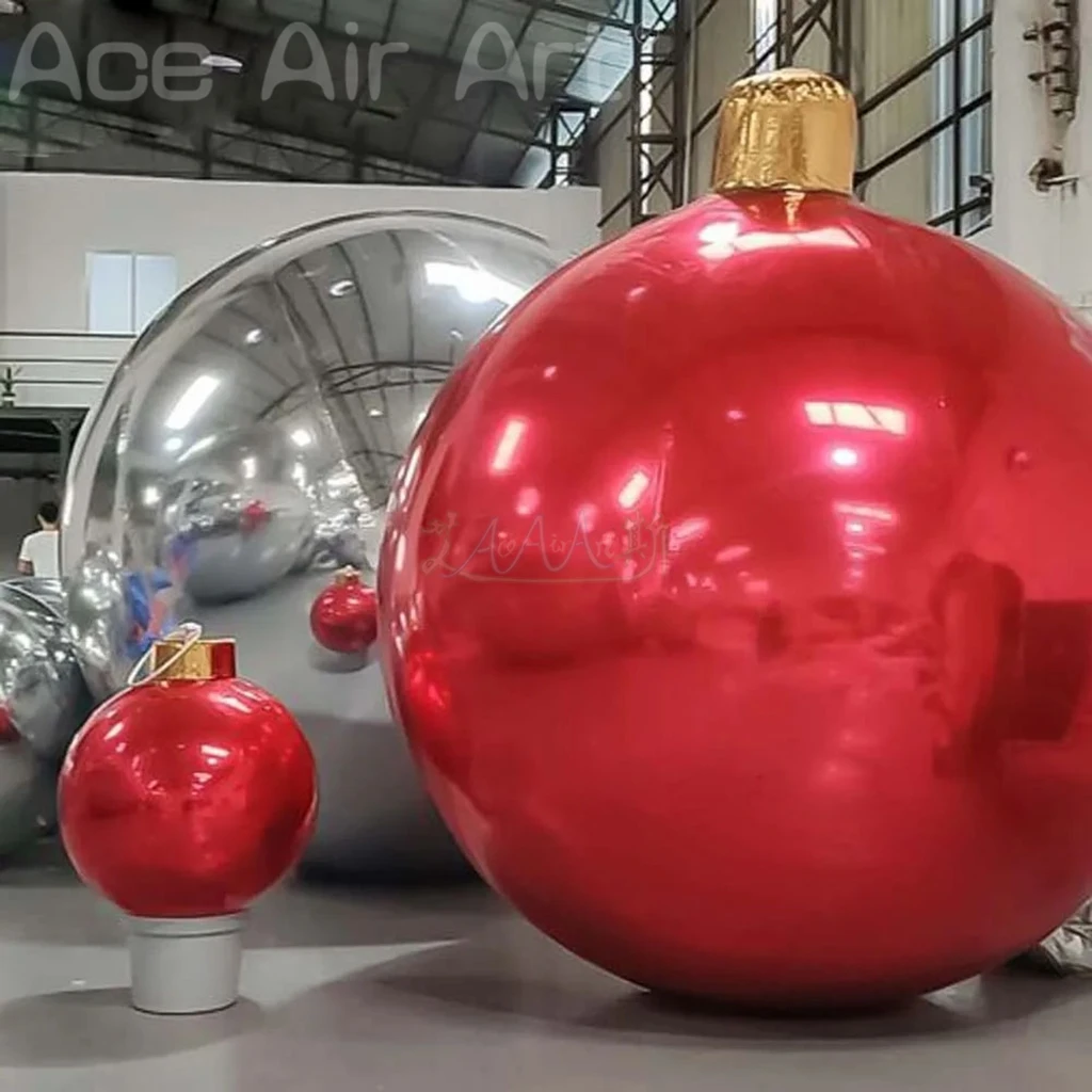 Bola de espelho inflável de natal gigante pendurado ornamentos de natal infláveis bola esferas gigantes para decoração de festa