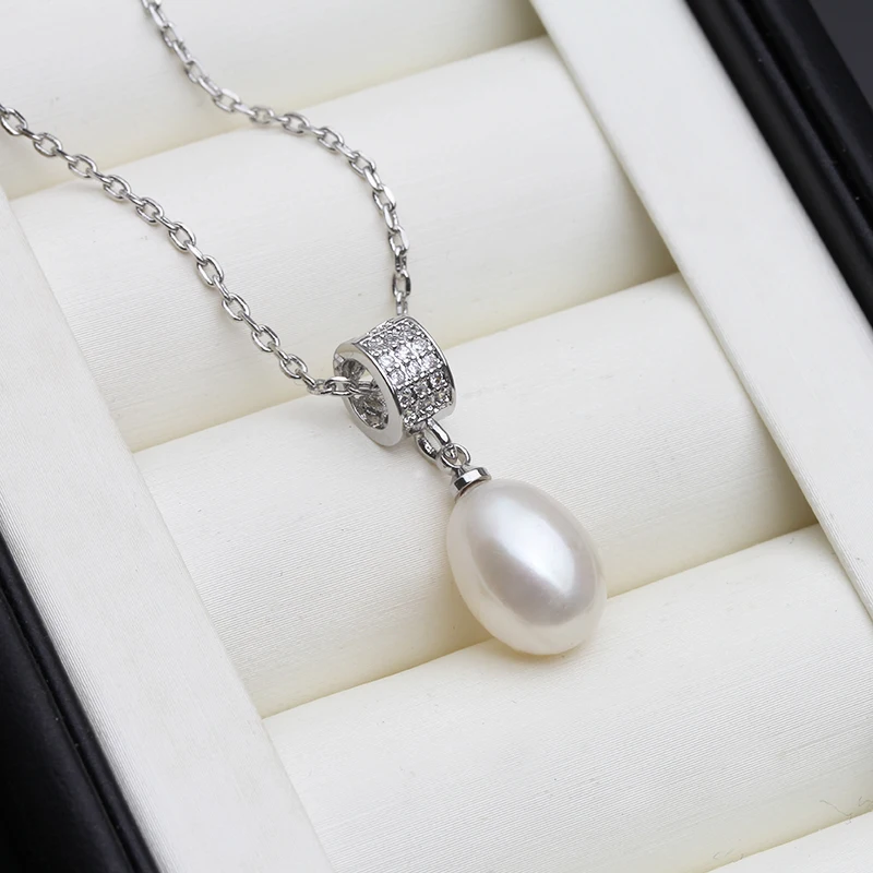 

Wedding 925 Silver Pearl Pendant Woman,Cultured Natural Freshwater Black Pearl Pendant Wife Mother Birthday Gift White Black