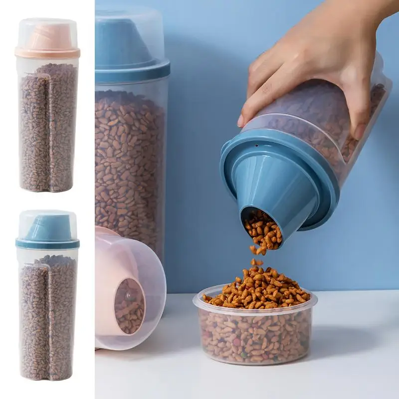 Pet Food Bin 1500ml Pet Dry Food Storage Airtight Bin With Scale Easy Pour Funnel Opening Household Kitchen Food Storage Bin For