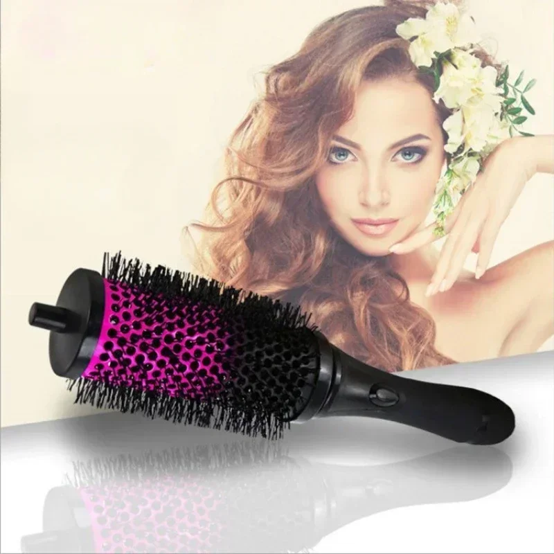 6pcs Removable Straight Twill Hair Comb Heat Conduction Rolling Brush Round Barrel Blowing Curling DIY Hairdressing Styling Tool