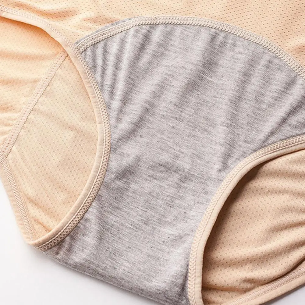 Women Panties Solid Color Butt-lifted Breathable Mid Waist Underpants Anti-septic Elastic Mesh Seamless Period Underpants