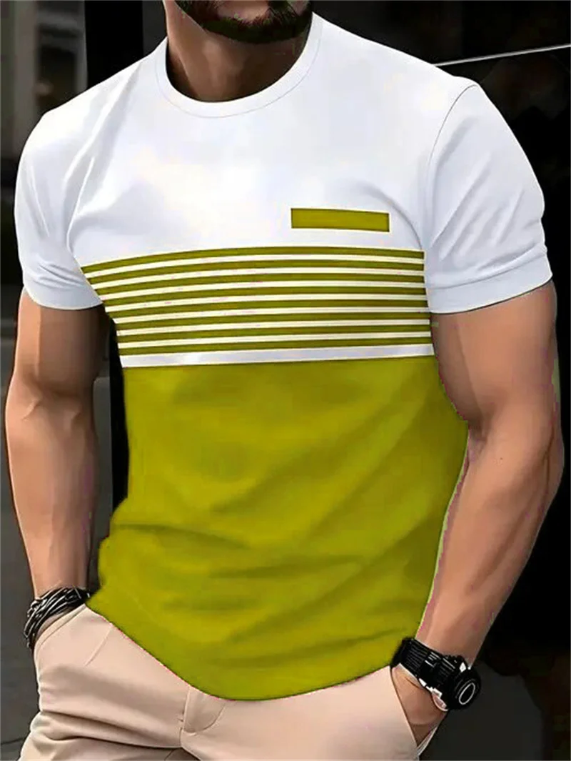 موضة مخطط نمط الرجال تي شيرتات قصيرة الاكمام الصيف ثلاثية الأبعاد مطبوعة الشارع الاتجاه بسيط تي شيرت 6XL حجم كبير بلايز عادية #5