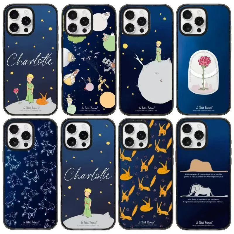 

Creative Little Prince Rose Black Acrylic Border Magnetic Case: Compatible with IPhone 12 13 14 15 16 17 Pro Max