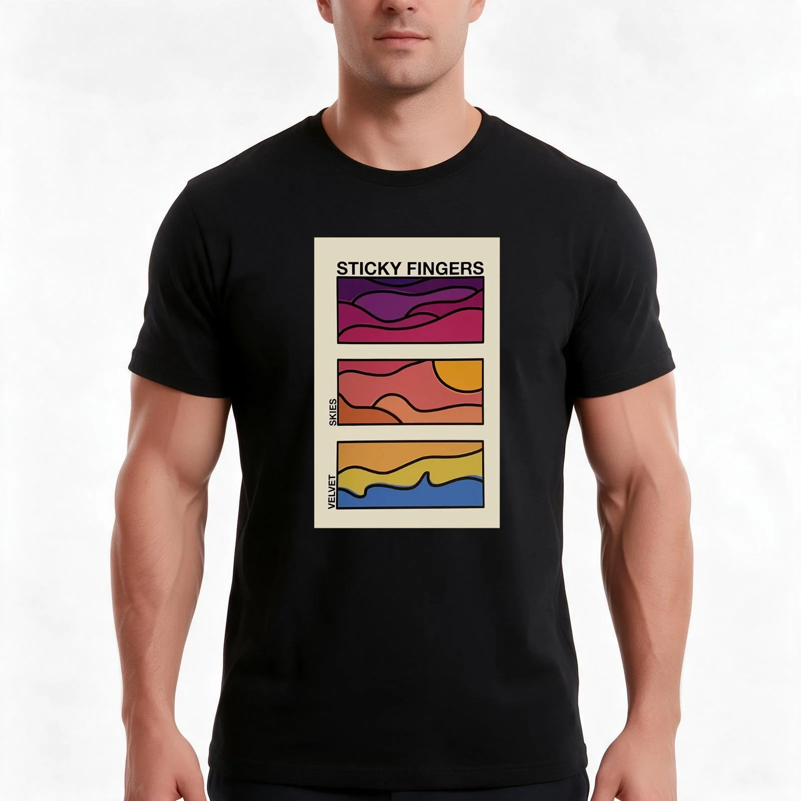 Sticky Fingers STIFI Velvet Skies T-Shirt, Summer Casual Cotton Tee, Oversized Streetwear Tops, Vintage Graphic Print