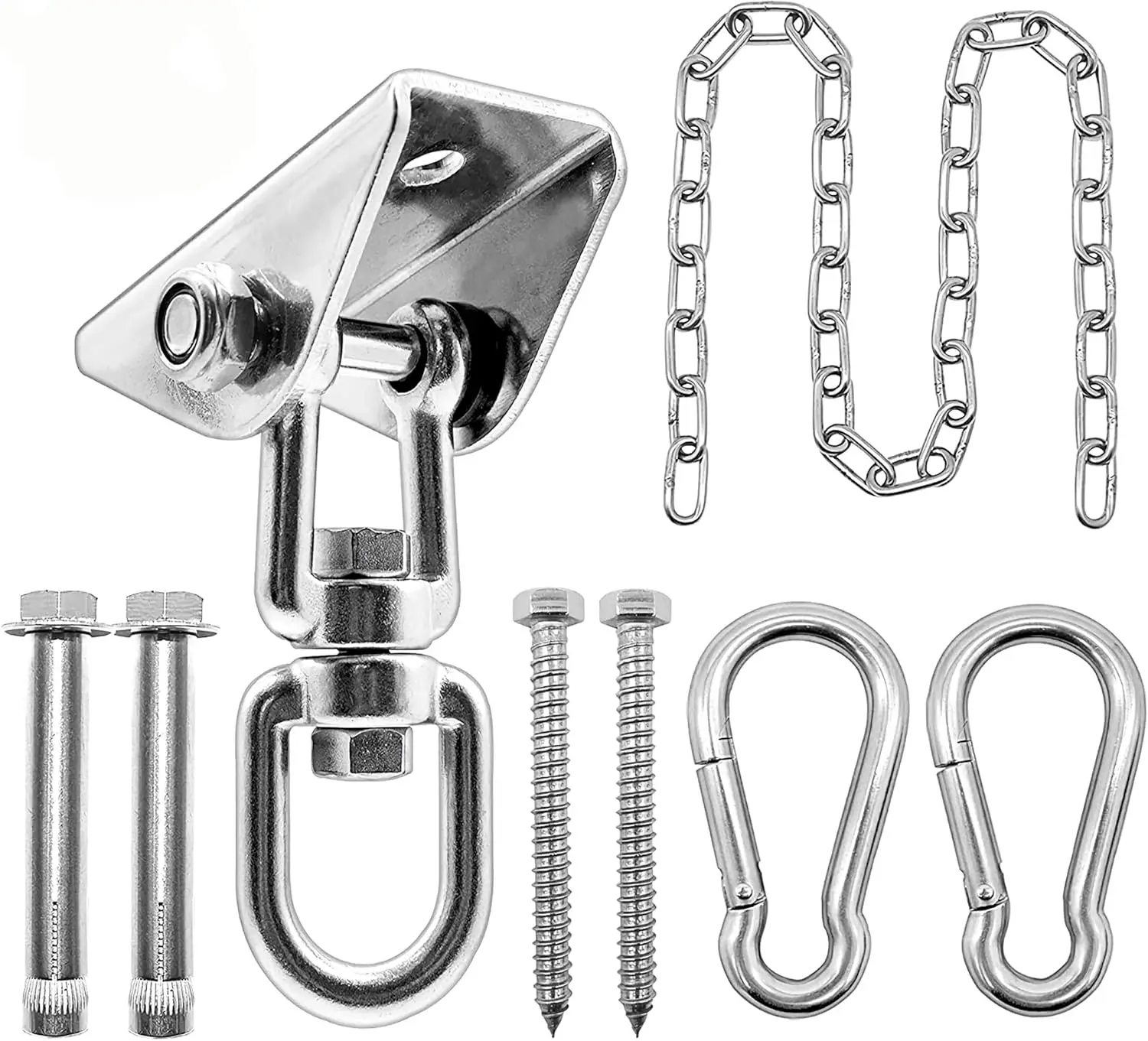 

Hammo Hanging Kit With Swing Chain, 1000Lbs Acity Hanging Hooks Heavy Duty 360° Swivel For Yoga, Chair, Tree, Indoor & Outdoor