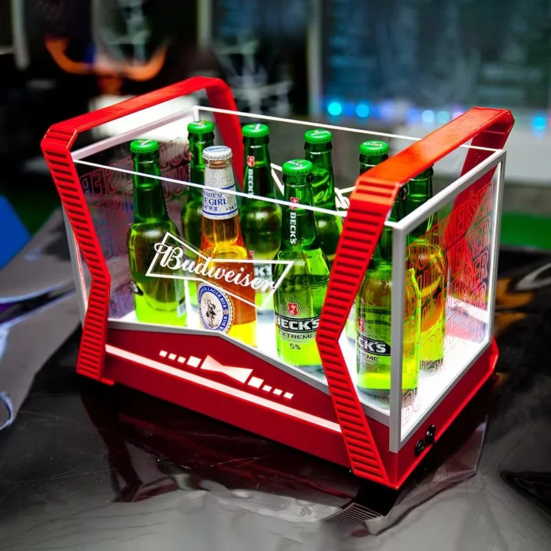 

Custom 12-pack 8-liter iron bucket luminous ice high-value portable cocktail drink rack for bar KTV classic party accessories