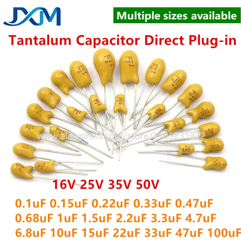 2-5pcs DIP Tantalum Capacitor 16V 25V 35V 50V 0.1 0.15 0.22 0.33 0.47 1 2.2 3.3 4.7 6.8 10 15 22 33 47 100UF 104 105 106 225 336