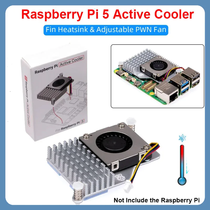 Raspberry Pi 5 Active Radiator Turbo Fan Active Cooler Adjustable Speed Cooling Fan Metal Heatsink Radiator for RPI 5 Original