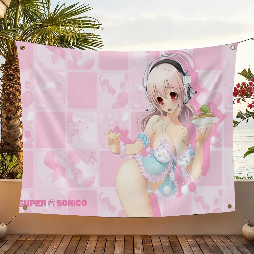 Character Super Sonico Flags Home Yard & Garden Decor Banner – Wandhängende Flagge für den Innen- und Außenbereich – Detail 2