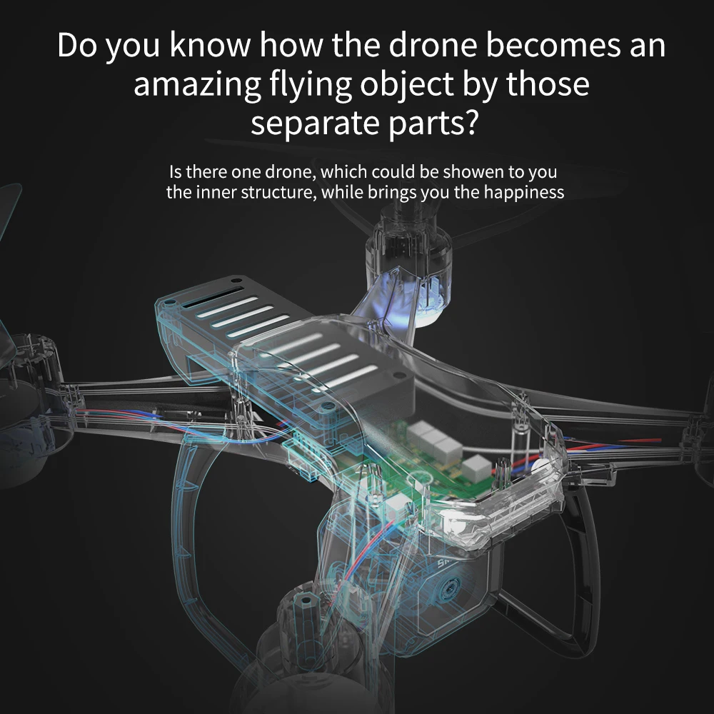 JJRC-Drone H108 Avancé à Monter Soi-Même, Rouleau à 360 °, Une Clé, Décollage et Atterrissage, Vol Spin, 4 Rotors, Caméra 4K pour Touristes, Vidéo pour Jouets pour Enfants