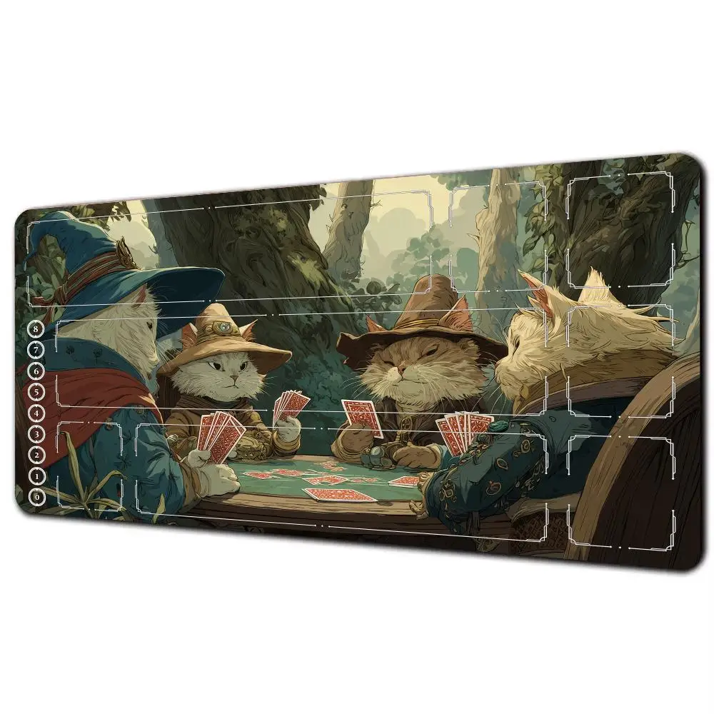 

Cat playing card pattern game mouse pad computer accessory, rubber material, anti-slip and washable Mouse Pad