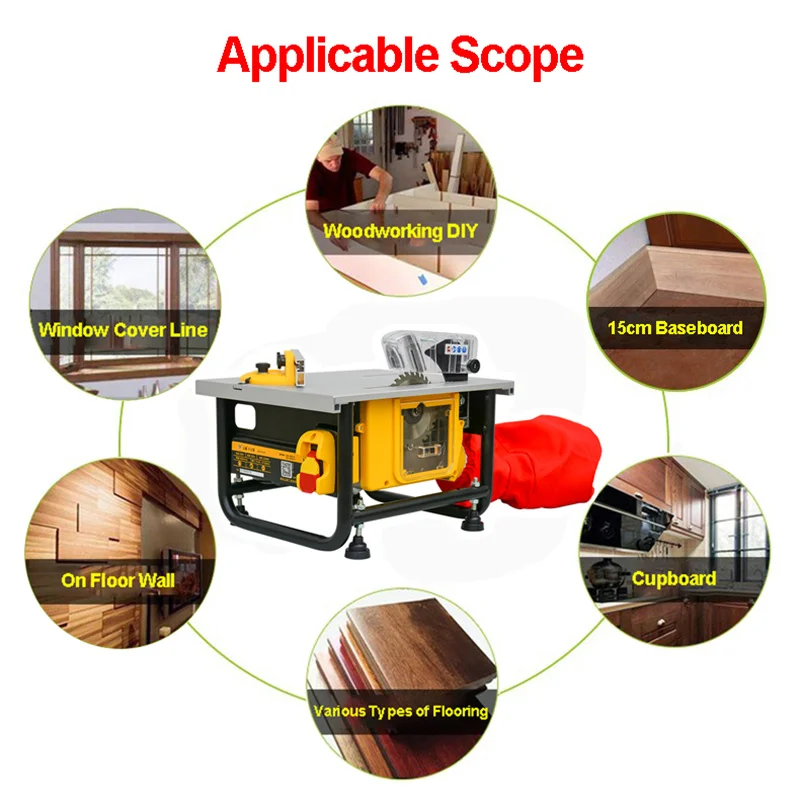 Small Dustproof Cutting Saw Solid Wood Composite Panel Timber Cutting Saw Portable Precision Adjustable Cutting Machine