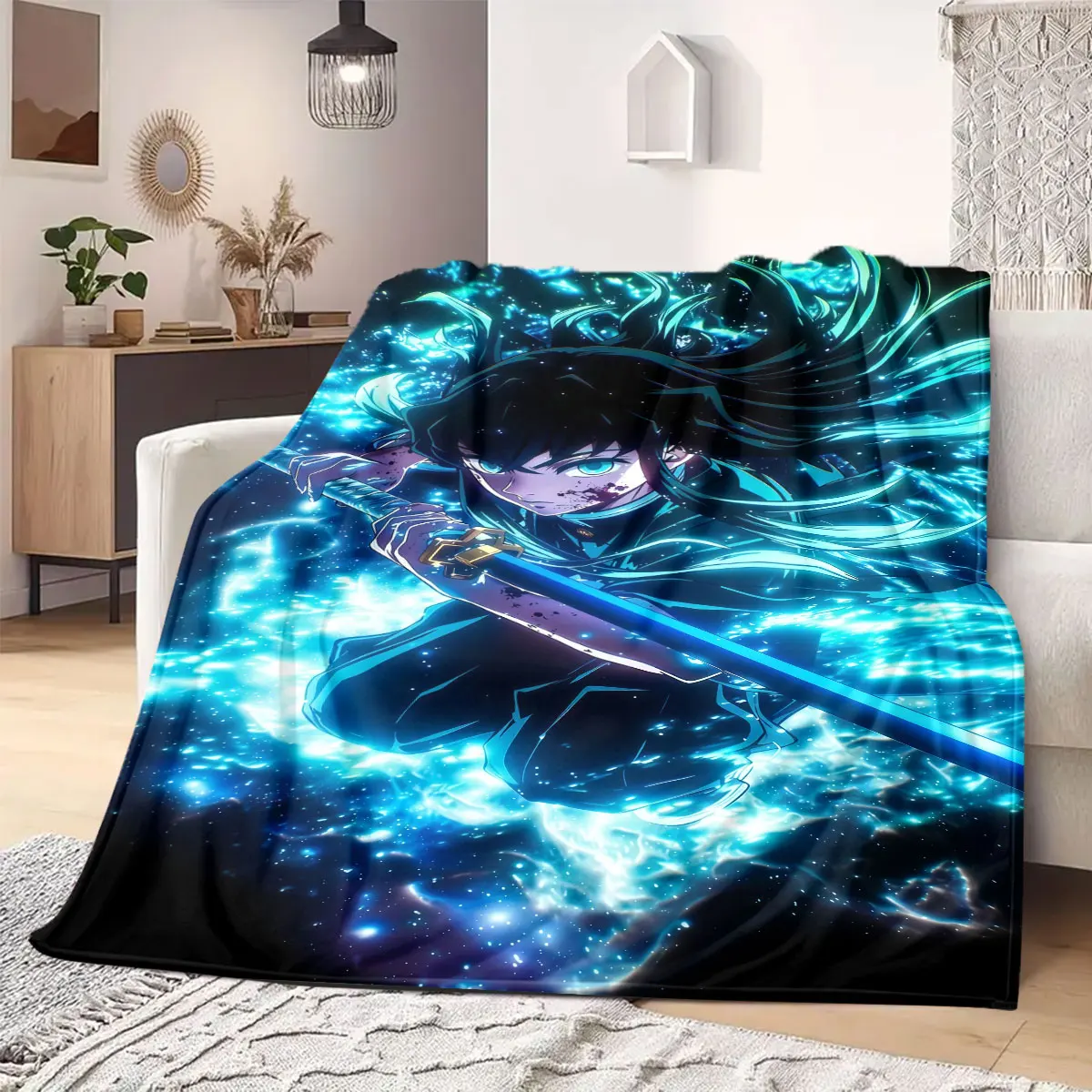 Demon Slayer Art Flannel Blanket Warm,Comfortable,Suitable for Bedrooms,Sofas,Beds,Chairs,Picnics,Travel