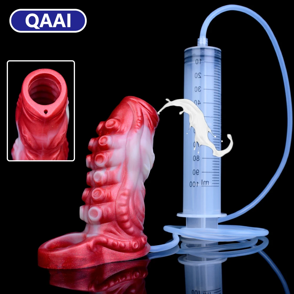 

QAAI Silicone Penis Holster Enlargement Cock Male Masturbator With Squirt Function Delay Ejaculation Tentacle Sex Toys For Men