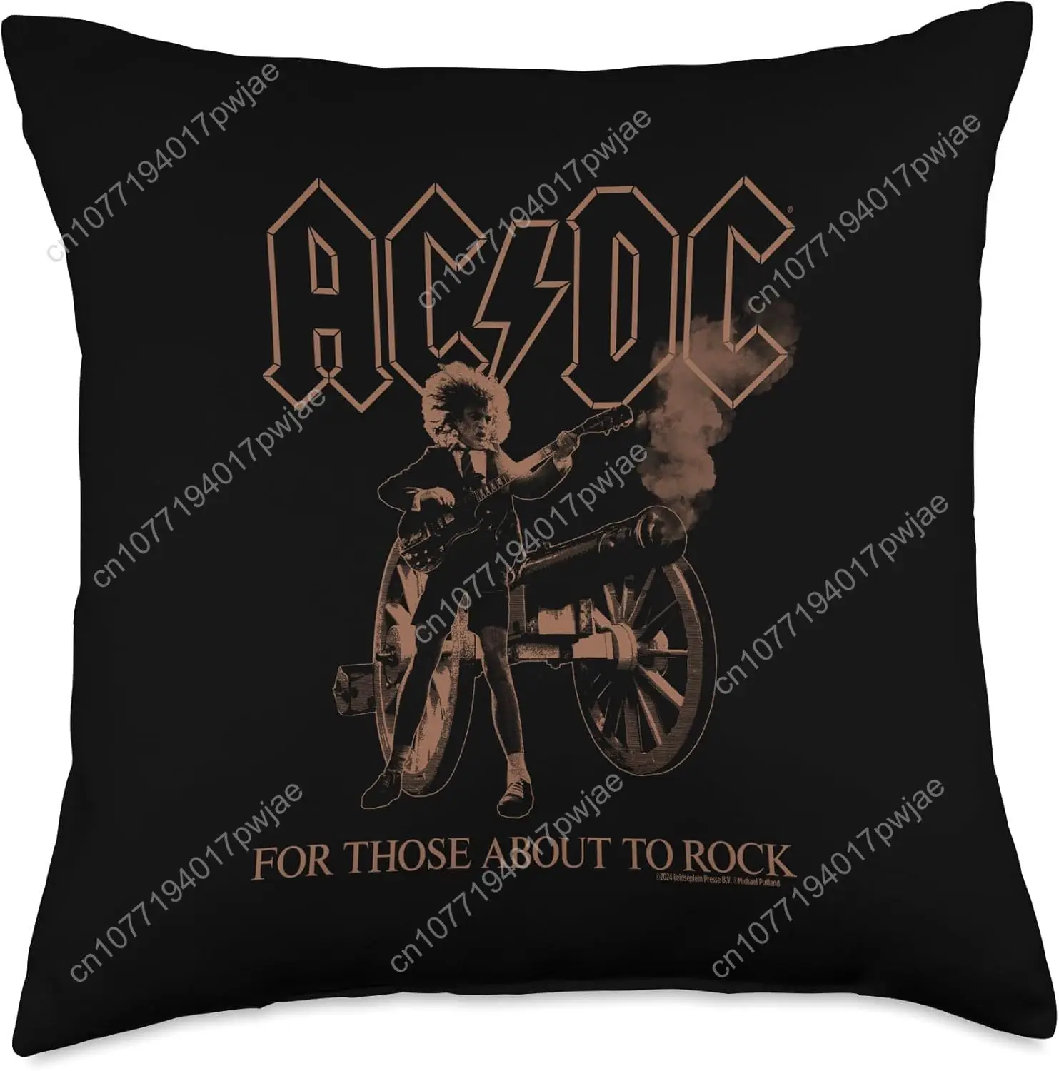 AC/DC For Those About To Rock Angus Photo by Michael Putland Throw Pillow