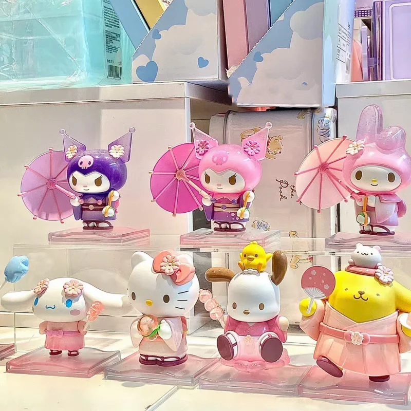 

Оригинальная Аниме Фигурка Sanrio Kuromi My Melody Cinnamoroll, экшн-фигурки модель цветов и Wagashi серии, игрушки для девочек, подарок