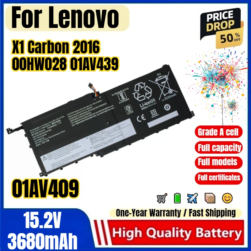 01AV409 for Lenovo X1 Carbon 2016  00HW028 01AV439 Laptop Battery 0 Cycle High Quality High Capacity Battery Replacement Bateria