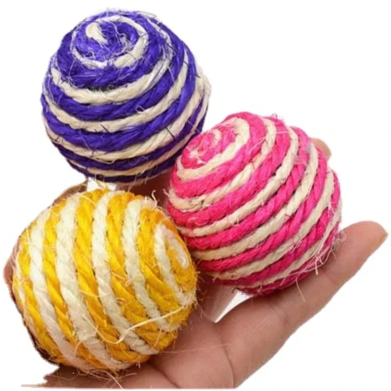 10 PCS Cat Ball Toys Sisal Hemp Ball Cat Toys Interactive Wear resistant Training Predation Kitten Toys for Indoor Playing 4CM