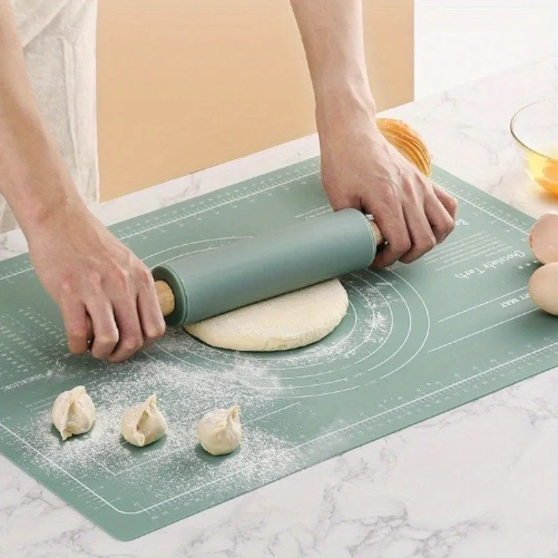 Silicone Amassar Mat e Rolling Pin Set, Extra grande, Non-Slip, Cozimento sem esforço