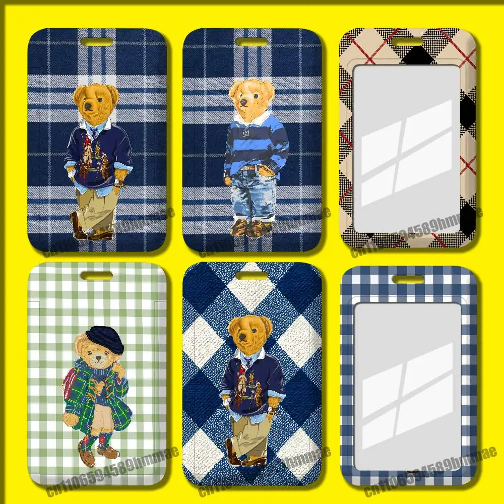 For Cartoon P-POLOS Bear Pattern Employee ID Card Holder Office Badge Student Bank Work Credit Holders Hard Case Shell