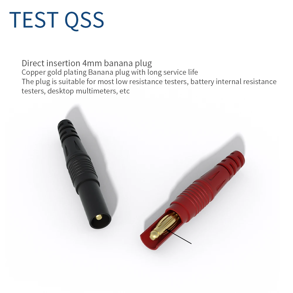 QSS 4-Wire Kelvin Test Lead Bottom Resistance with 4mm Banana Plug Orichalcum Plated Probes for Electrical Testing - Image 5