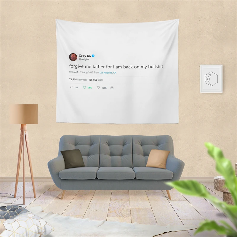 Gaslight Gatekeep Girlboss Cody Ko Tweet Tapestry Wall Hanging Art for Bedroom Living Room College Dorm Party Backdrop