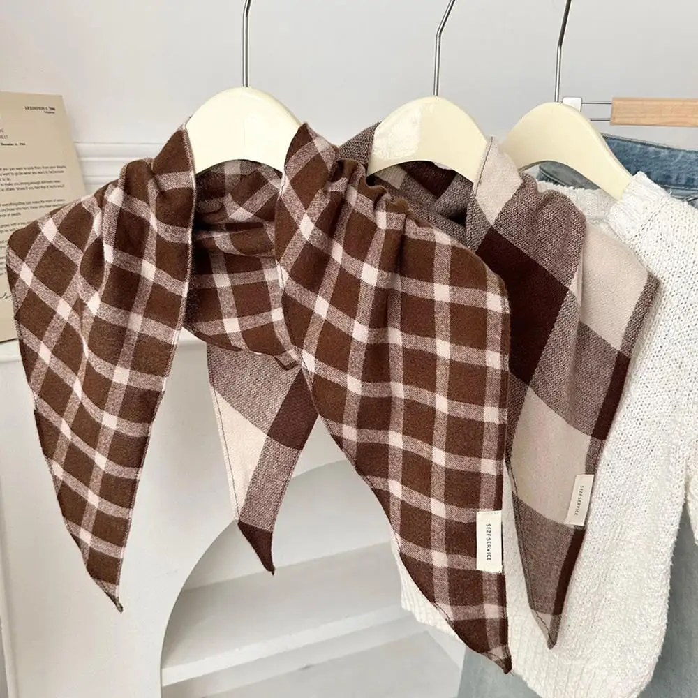 

Winter Neck Warmer Women Scarves Wool Knitting Small Shawl Casual Scarf Plaid Triangle Headscarf Knitted Triangular Scarf