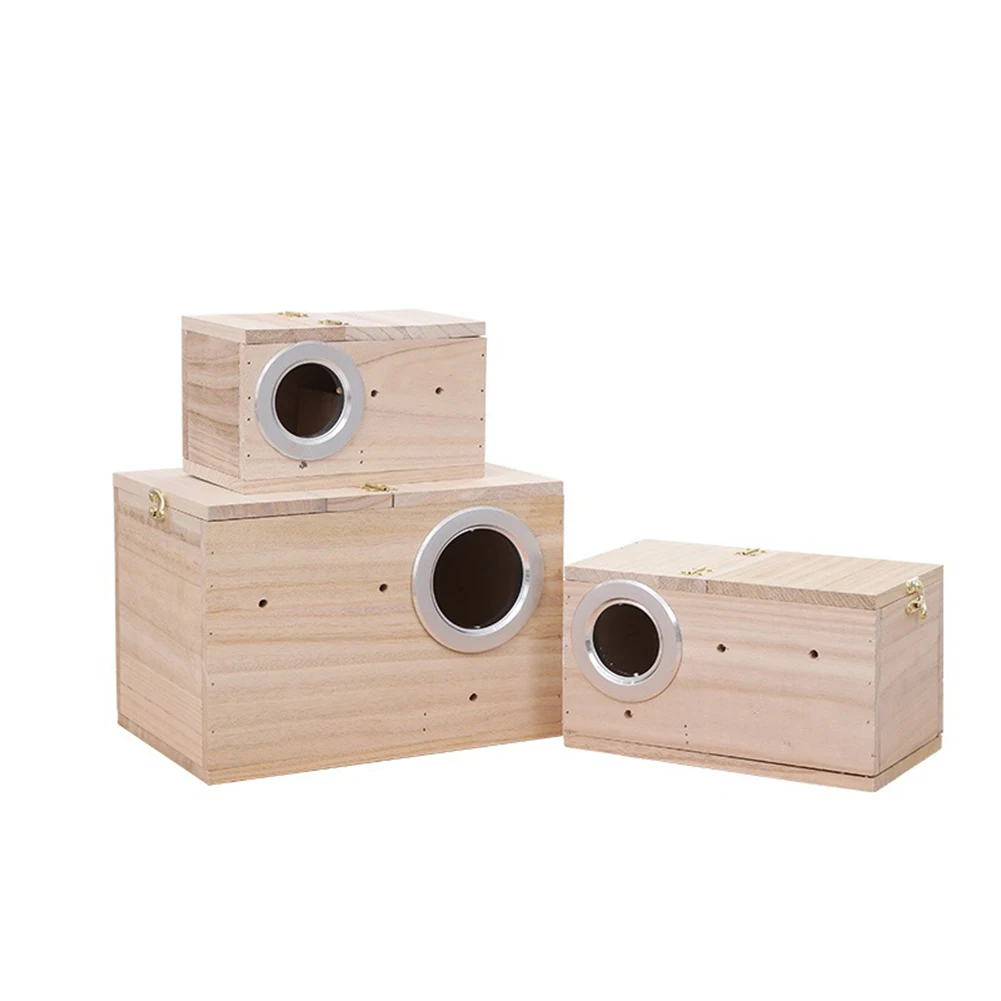 Wooden Bird Nest Painted Bird House Breeding Box Outdoor Garden Decoration Parrot Parakeet Cockatiel Lovebirds Cage dropshipping